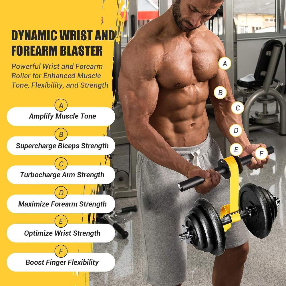 Wrist Roller Forearm Strengthener Grip Trainer Gym Workout Tool Adjustable Strap