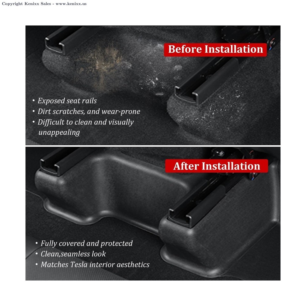 Front Seat Guide Rail Protector Under Seat Floor Mats for Tesla Model Y Junip...