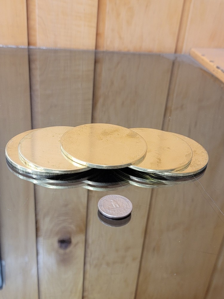 Brass Disk Circle Blanks 3" Diameter 1/8'' Thick 5 Pieces Disc Discs Disks