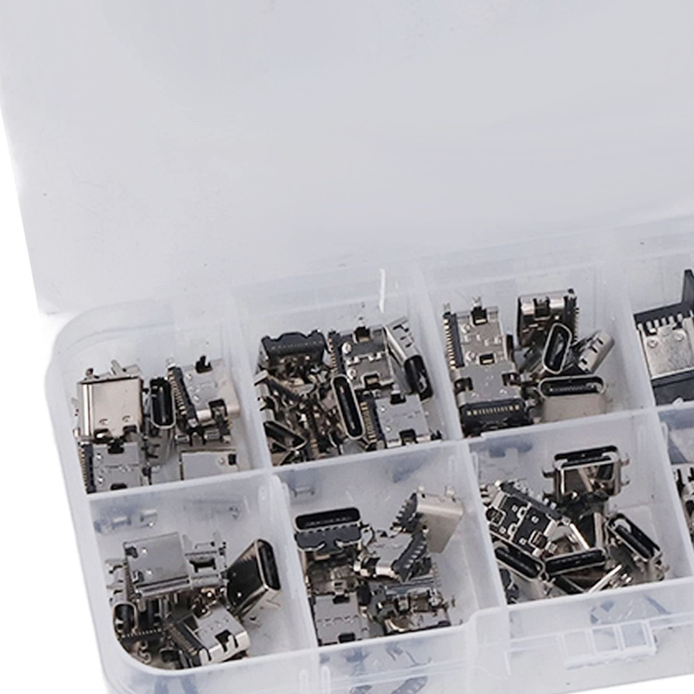 Type C USB Connector Jack 100Pcs Type C USB Female Plug Connector Jack Solder...