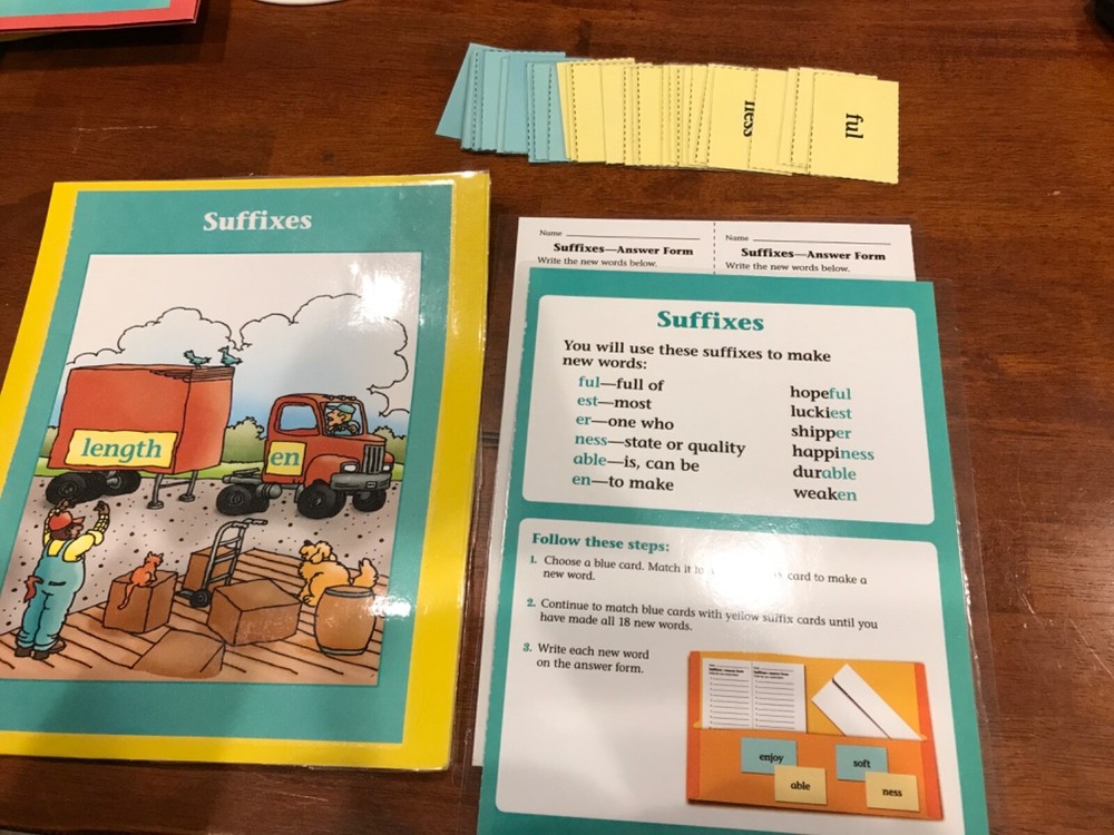 Suffixes Grade 3-4 language Arts  file folder game teacher
