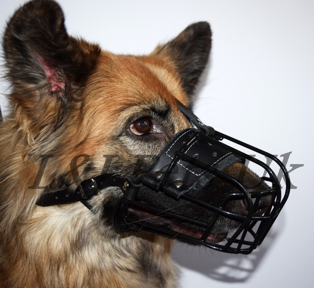 New Strong Metal Wire Rubber Covered Basket Dog Muzzle German Shepherd