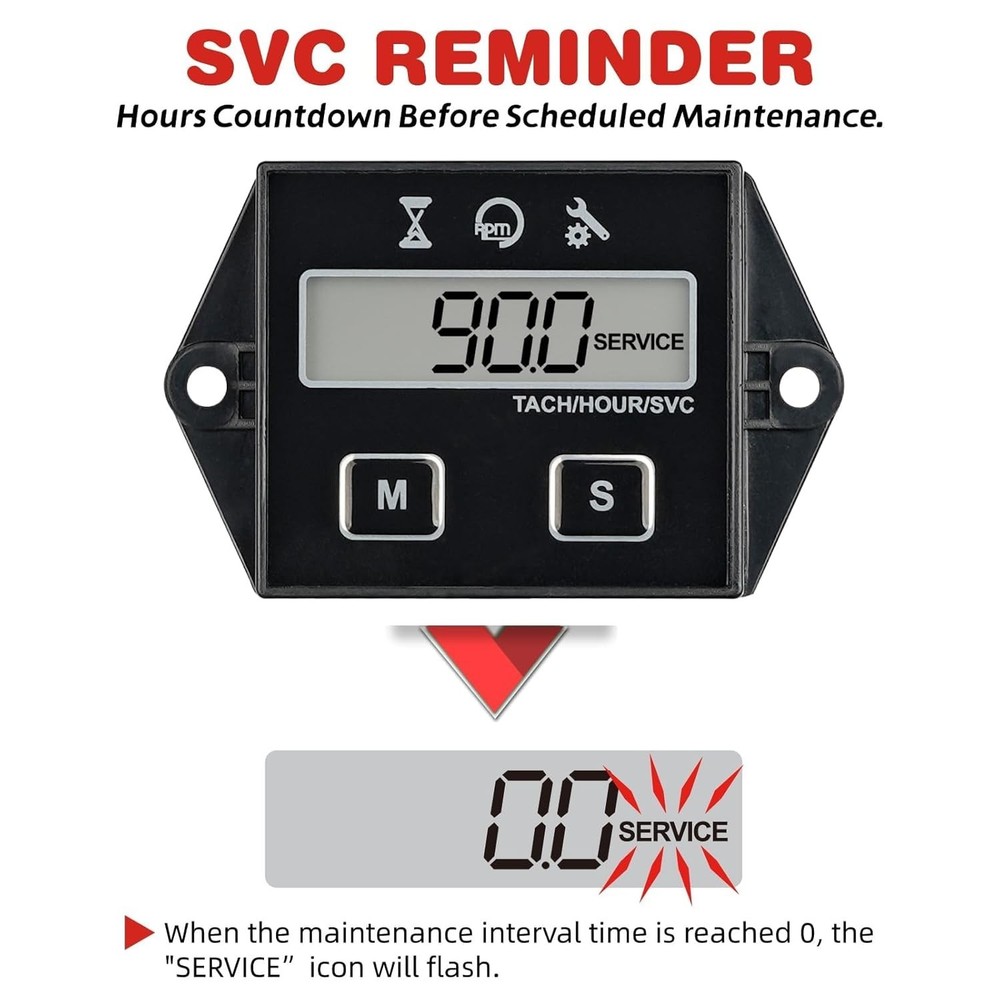 Digital Inductive Tachometer & Hour Meter for Engines & Equipment