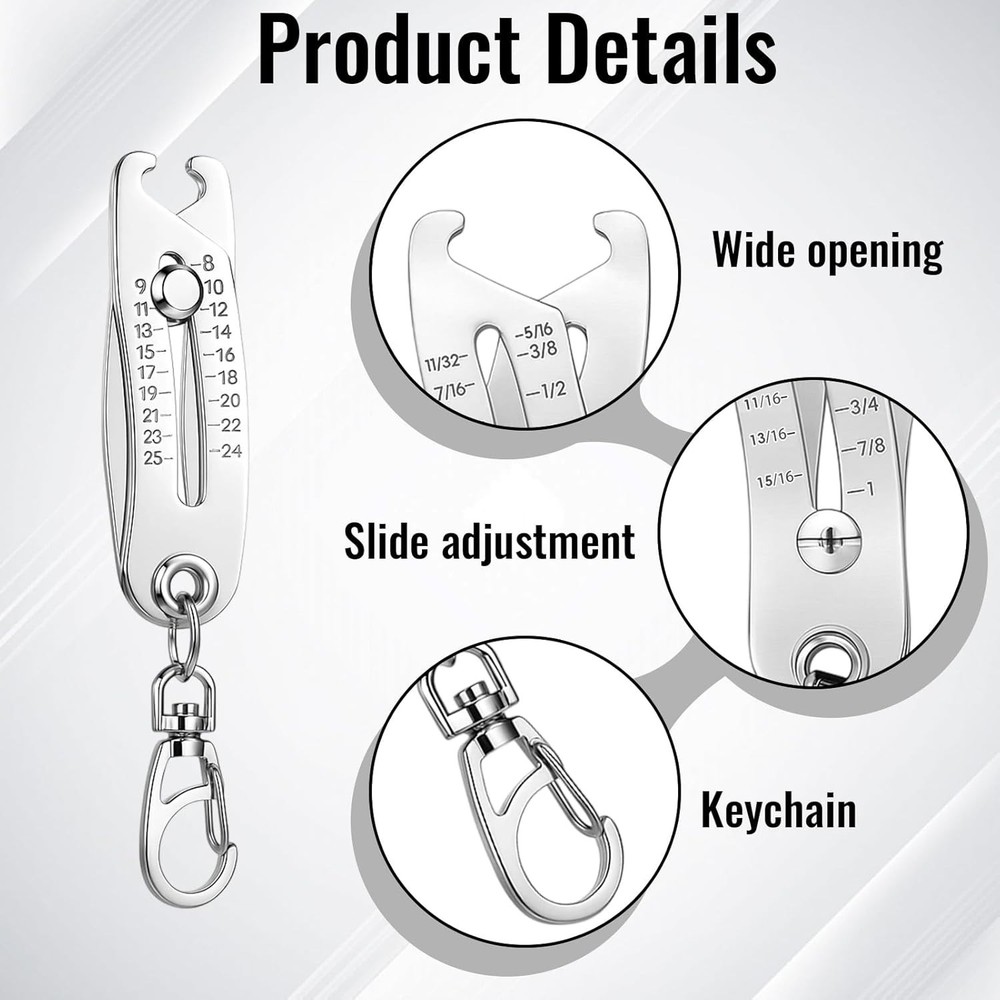 2PCS Keychain Thread Measuring Tool - Adjustable & Accurate for All Bolts