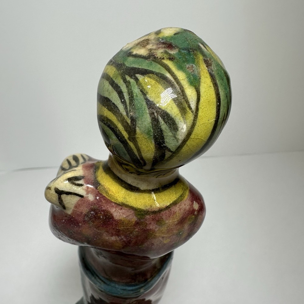 Antique Middle Eastern Pottery Painted Figure