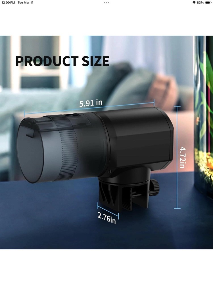 Automatic Fish Feeder Dispenser for Aquarium: 200ml Large Capacity Auto Black