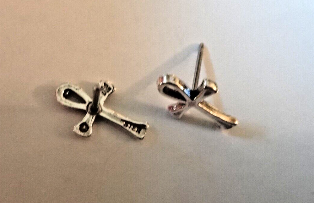 Sterling Silver TINY 12x8mm Ankh Studs Posts Stud Earrings!