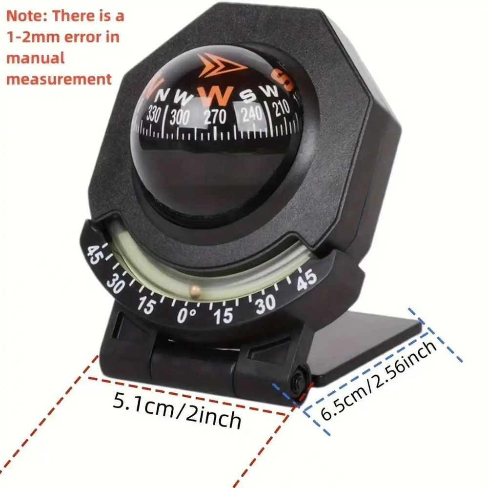 High Precision Navigation Car Mount Compass Ball Car Dashboard Compass 2-In-1