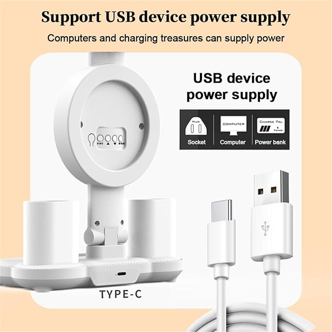 LED Desk Light Dimmable Reading Night Lamp USB Rechargeable Touch Sensor w/Clock