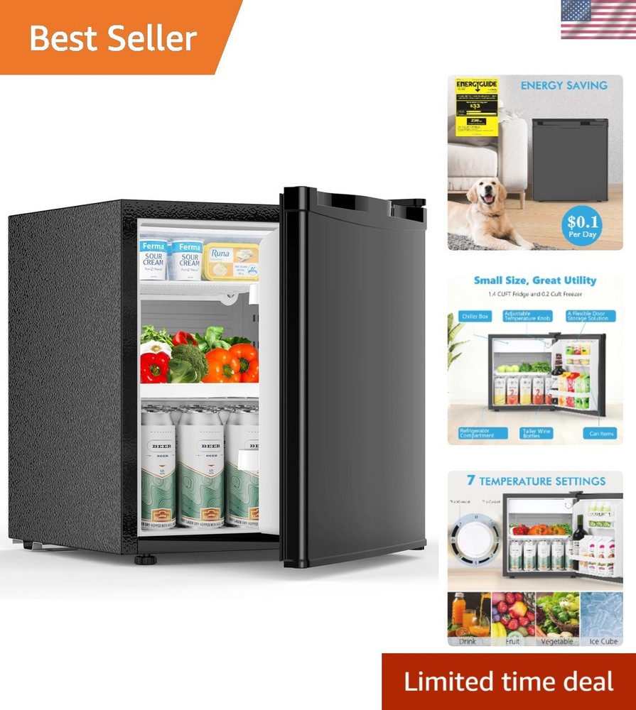 COWSAR 1.6 Cu.Ft Compact Fridge with Freezer, Compact Refrigerator with 7 Temper