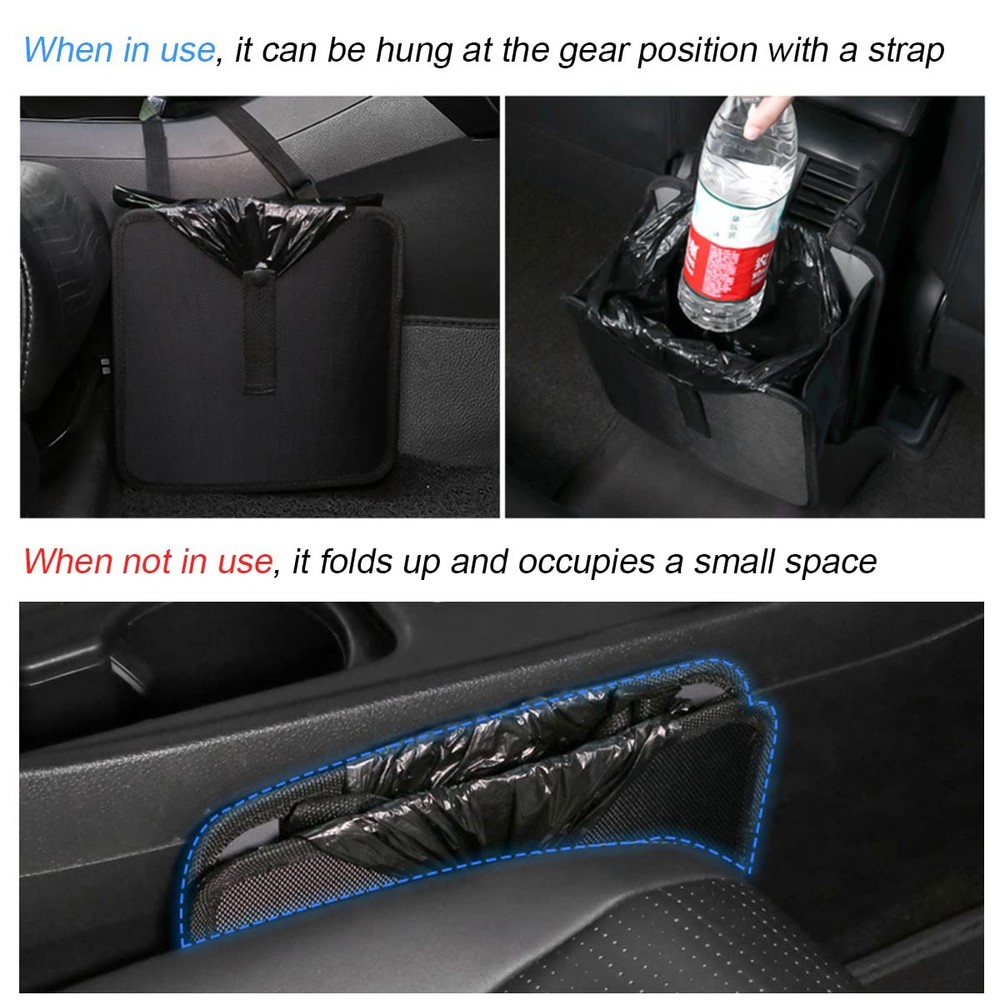 Fekey&JF Foldable Car Trash Can, Hanging Waterproof Leakproof Small, Black