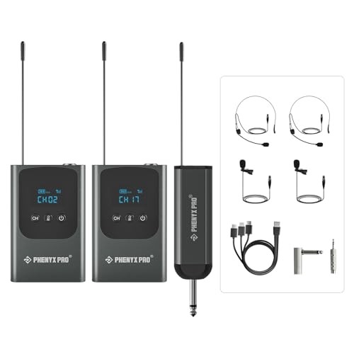 Dual Digital Wireless Microphone System, Portable Mini Receiver, 2x15 UHF