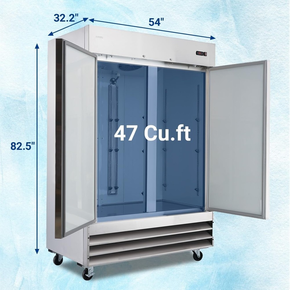 Smad Freezer 47 Cu.Ft Commercial Fridge 2 Section Solid Door - 8 ℉~ 0℉