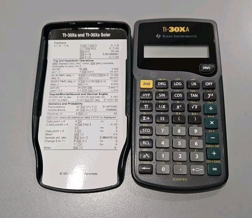 Texas Instruments TI-30XA Calculator - working - with cover