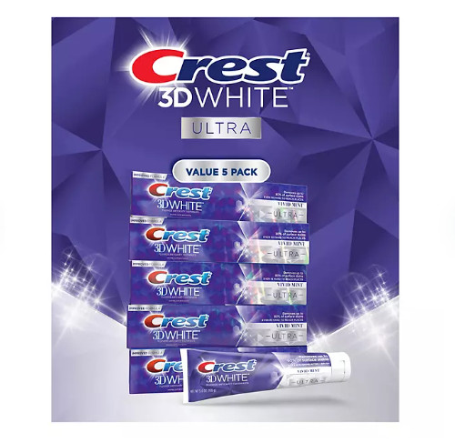 Crest 3D White Ultra Whitening Toothpaste, Vivid Mint (5.2 oz., 5 pk.)