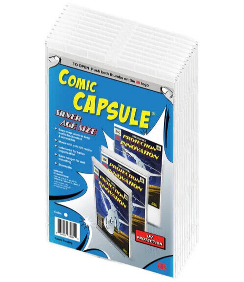 20 Silver Age Size ComicCapsule Clear Comic Book Plastic Protector UV Protection