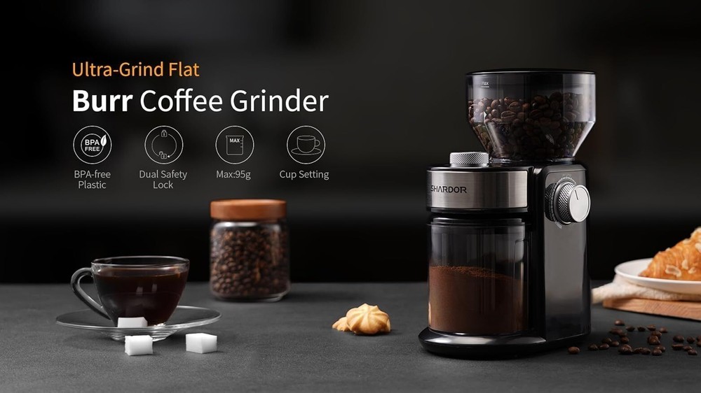 Electric Burr Coffee Grinder Adjustable Burr Mill with 16 Precise Grind Setting