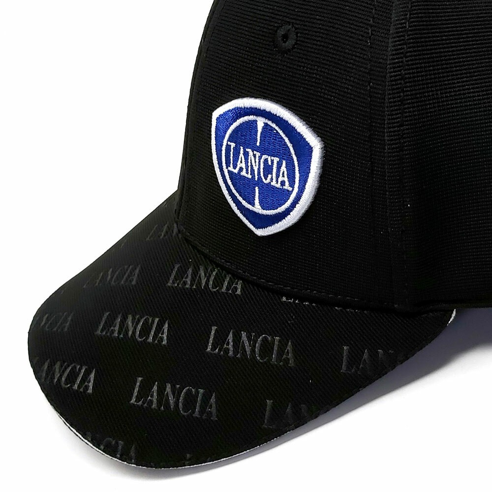 Black Lancia Cap With Curved Brim