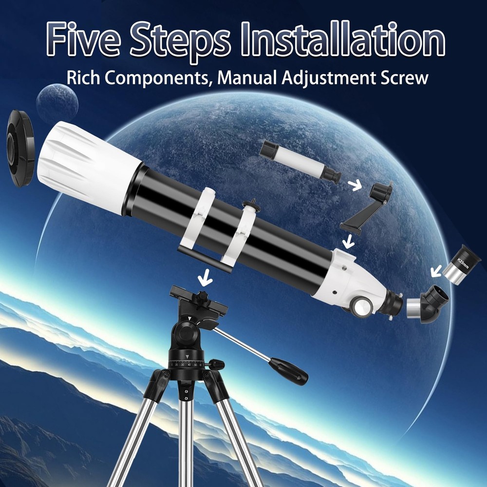 Hawkko Telescope, 90mm Aperture 900mm Astronomical Refractor Telescope for Ad...