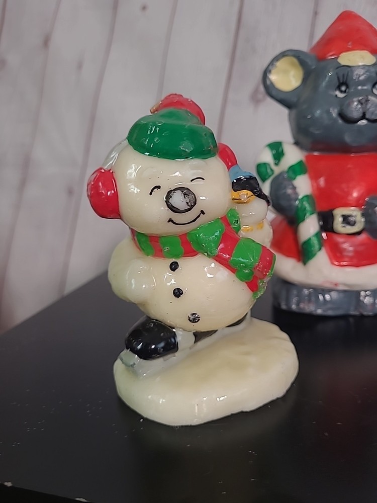 VTG 70s unscented Nutcracker, Santa, Mouse, & Snowman Christmas Candles Bundle