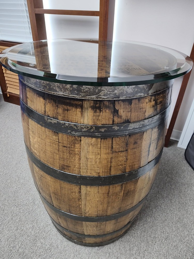 Oak Whiskey Barrel Bar Table