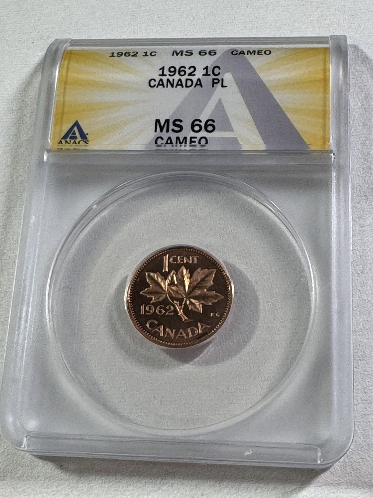 1962 Canada 1 Cent Proof Like Graded MS 66 Cameo by ANACS