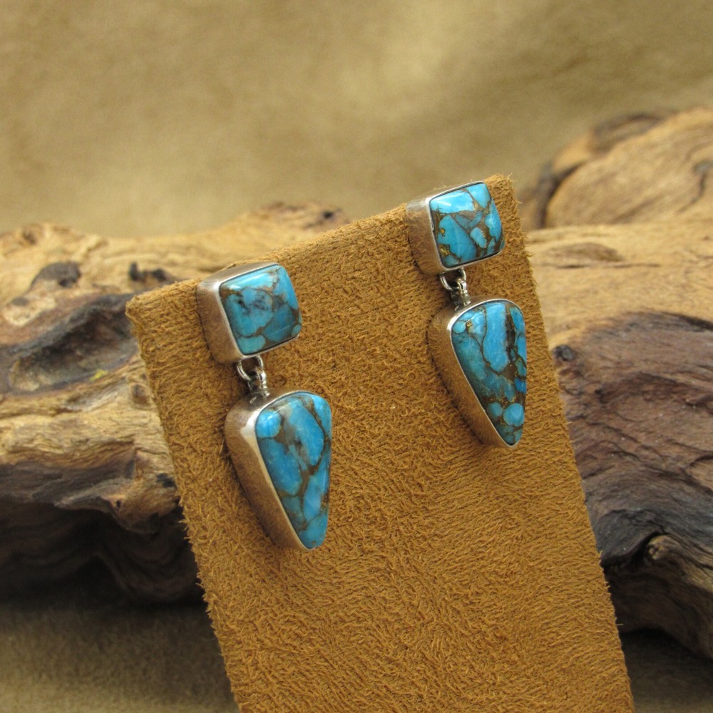 Beautiful Turquoise Post Dangle Earrings