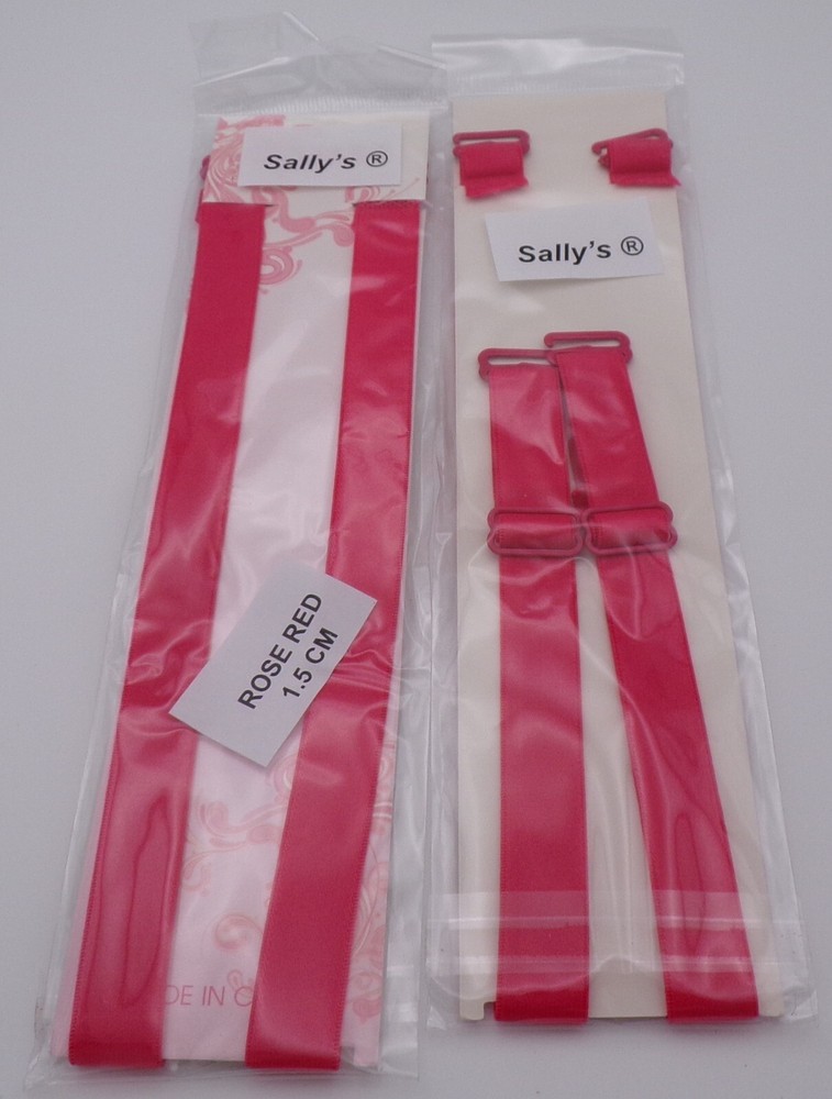 BRA STRAPS REPLACEMENTS - ADJUSTABLE - 1.5CM - ROSE RED