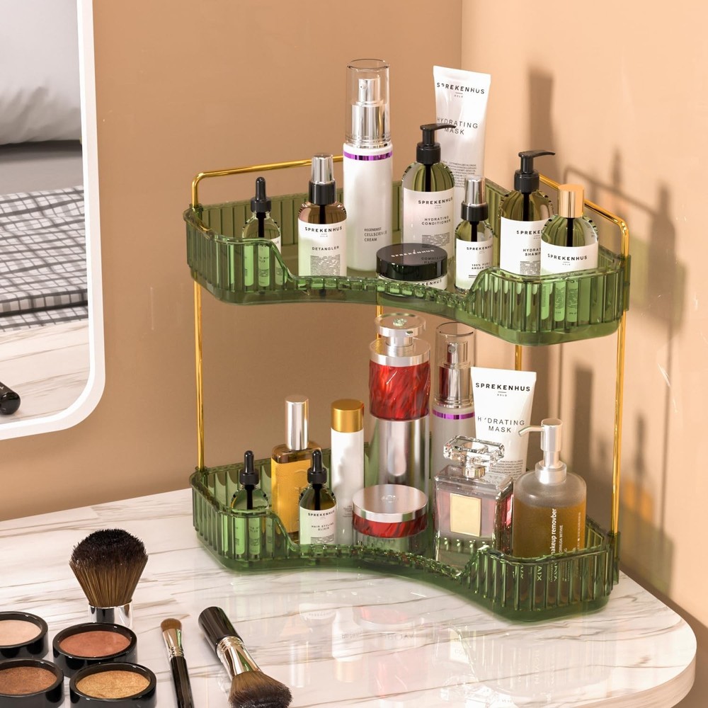 GTI 2 Tier Bathroom Counter Organizer, Multi-Function Corner Bathroom Organiz...