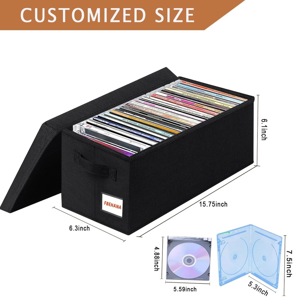 CD Storage Box, CD Organizer, Stackable DVDstorage case with lid,4Pack CD hol...