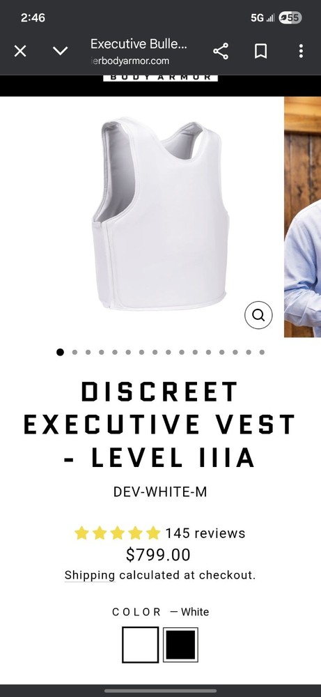 Discreet Executive Vest - Level IIIA DEV-WHITE-S Size Small