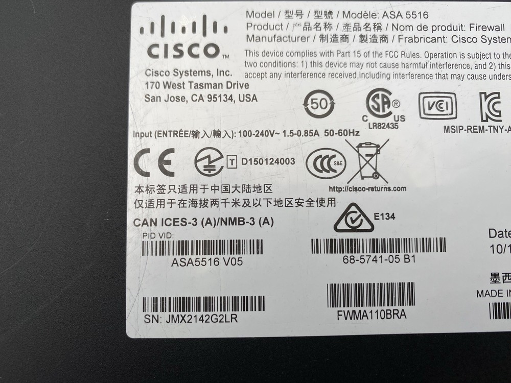 Cisco ASA 5516-X Adaptive Firewall Security Appliance
