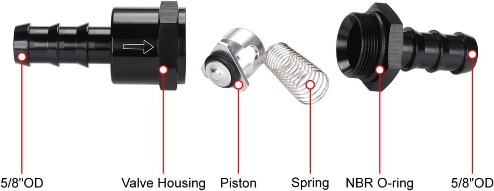 " Non Return One Way Inline Check Valve Fitting Aluminum Black 5/8