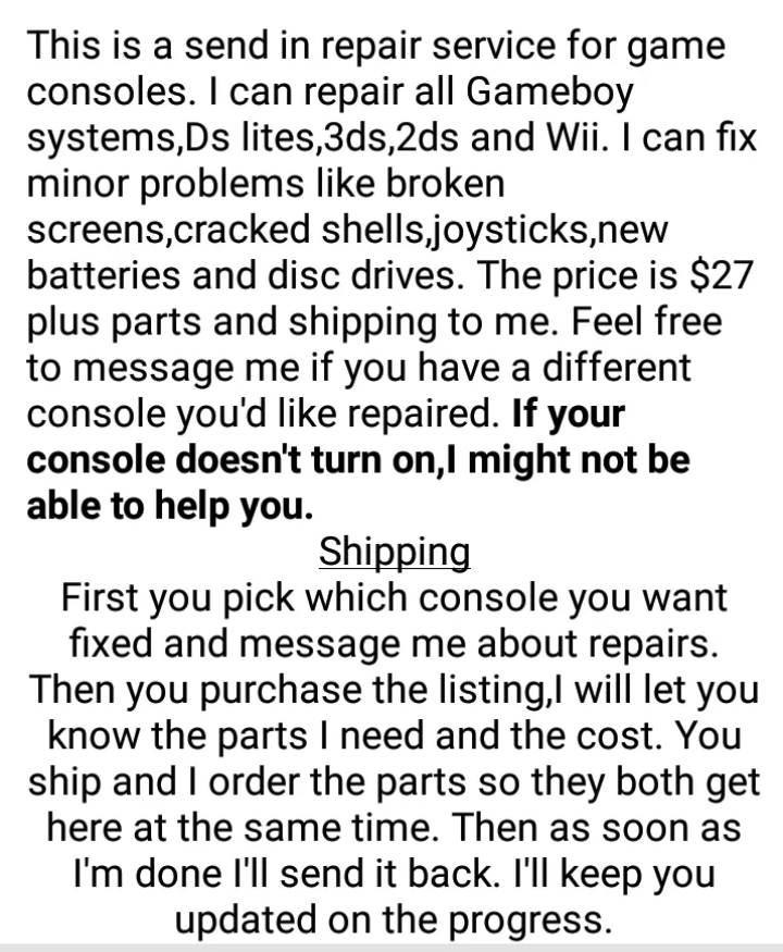 Send in handheld Repair service