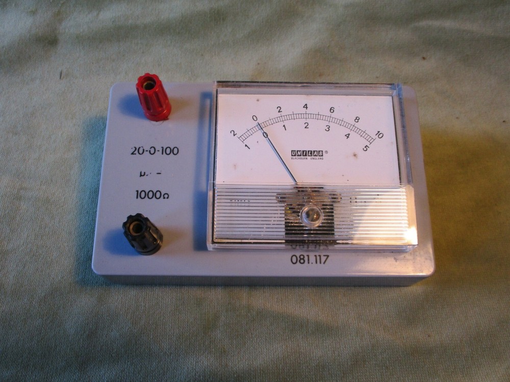 MICRO AMMETER, VINTAGE {PHYSICS} by UNILAB, (PHILIP HARRIS)