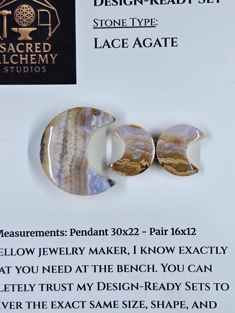 Crescent Moon - Lace Agate - Design-Ready Set