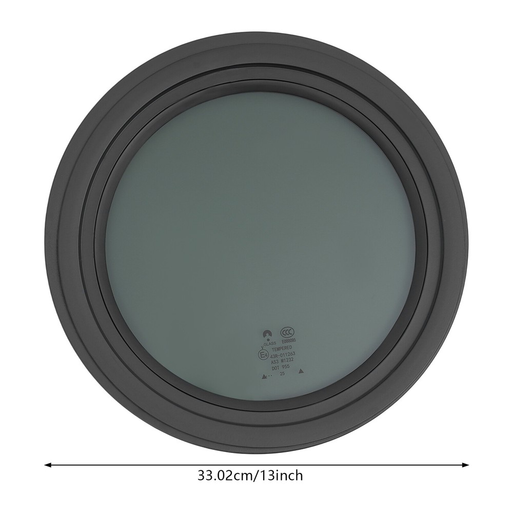 Campers Vent Round Fixed RV Window Cargo Vertical Trailer Window w/ Trim Ring
