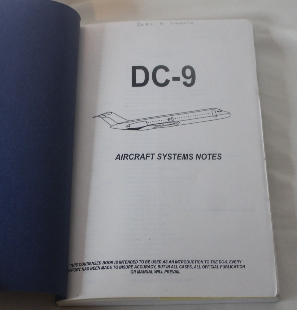DC-9 Aircraft System Notes Manual Booklet Airplane PB