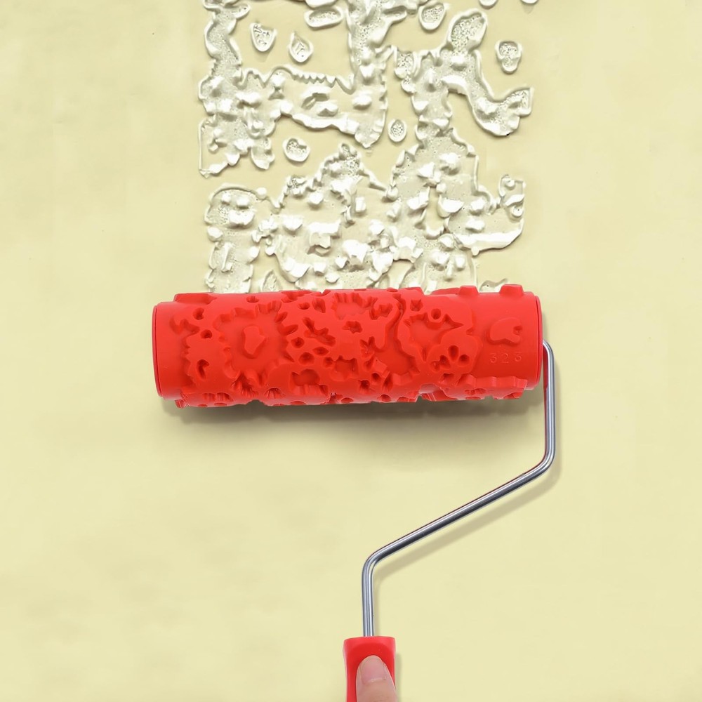 PercyEffie 2Pcs 7'' wall Texture Roller Paint Rollers for Painting Walls Red