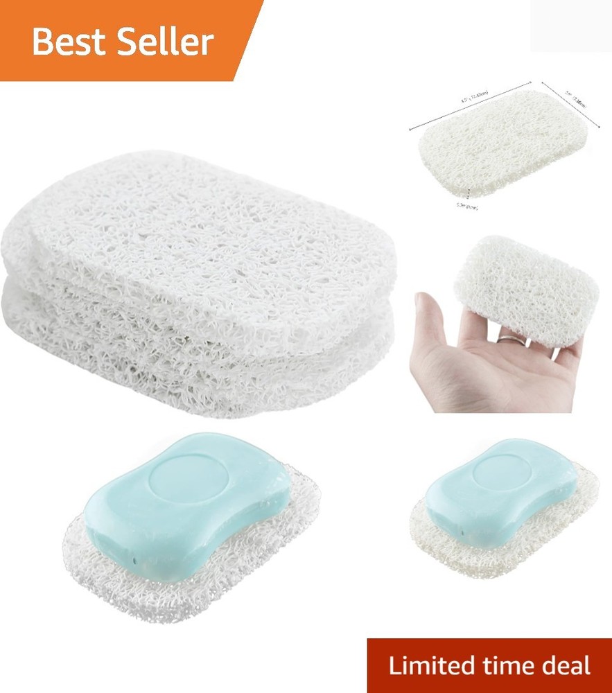4 Pack White Soap Saver Holders - Self Draining, Non-Slip Bath Accessory