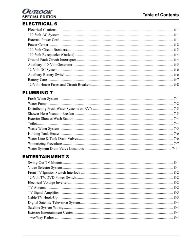 2006 Winnebago Outlook SE Home Owners Operation Manual User Guide Coil Bound