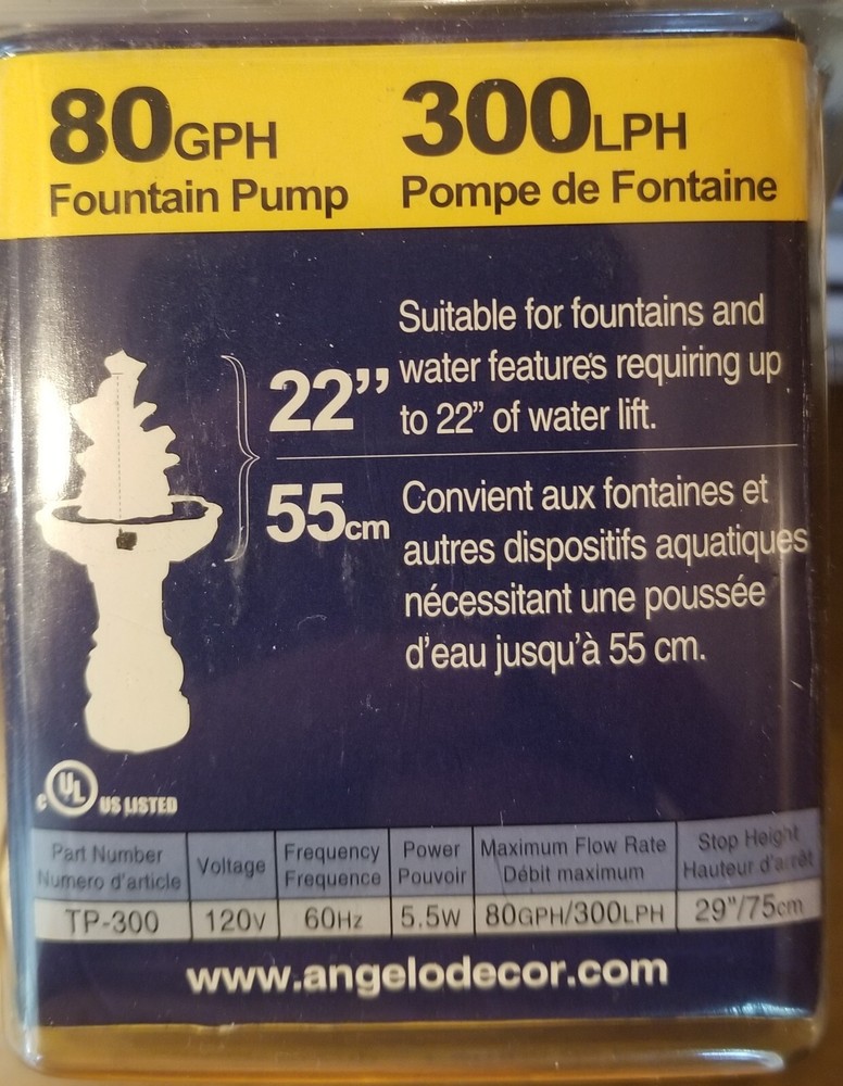 ANGELO DECOR 80 GPH Fountain Pump