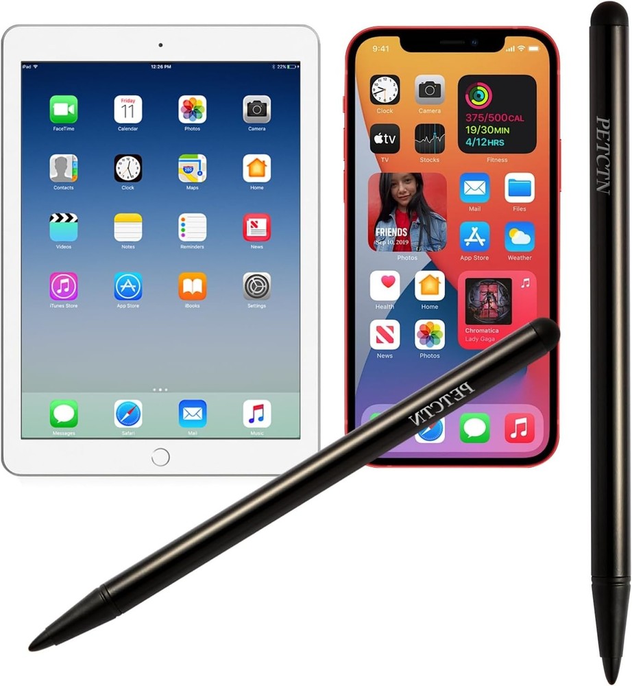 2pcs Black Stylus Pens for Universal Touch Screen Devices - Compatible with iPad