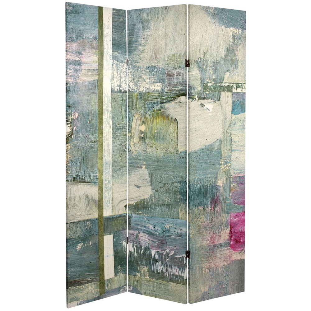 6 ft. Tall Double Sided Mineral Smoke Canvas Room Divider