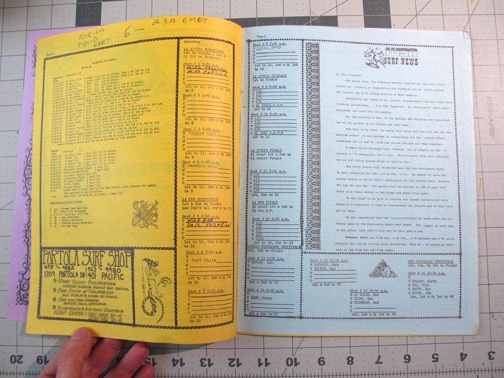vtg Surfing ephemera- 1973 Ano Nuevo Surfing Contest program