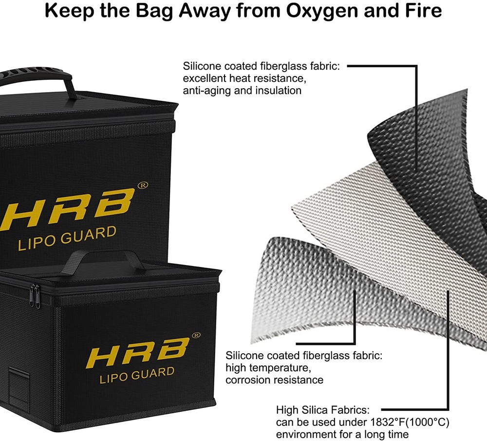2pcs Lipo Battery Bag Guard Fireproof Explosionproof Sack For Charge &Storage