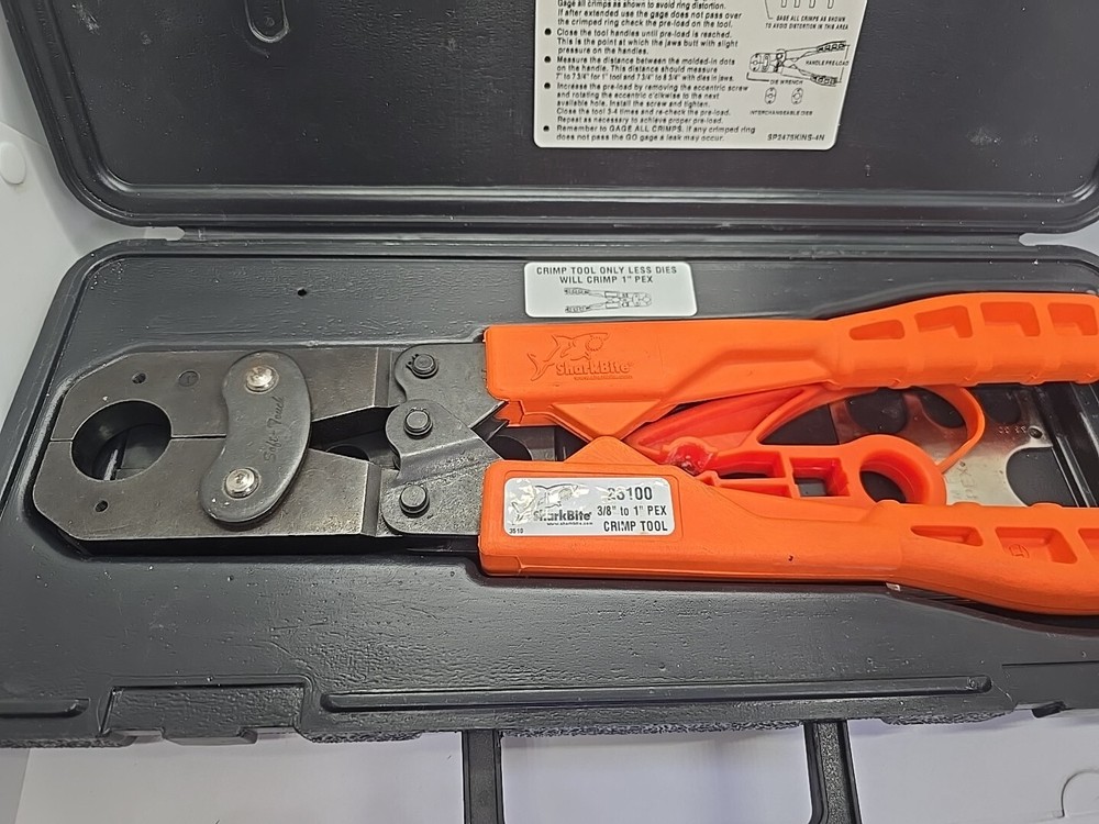 SharkBite 23100 Multi-Head Force 3/8" 1/2" 3/4" 1" PEX Crimp Ring Tool Kit