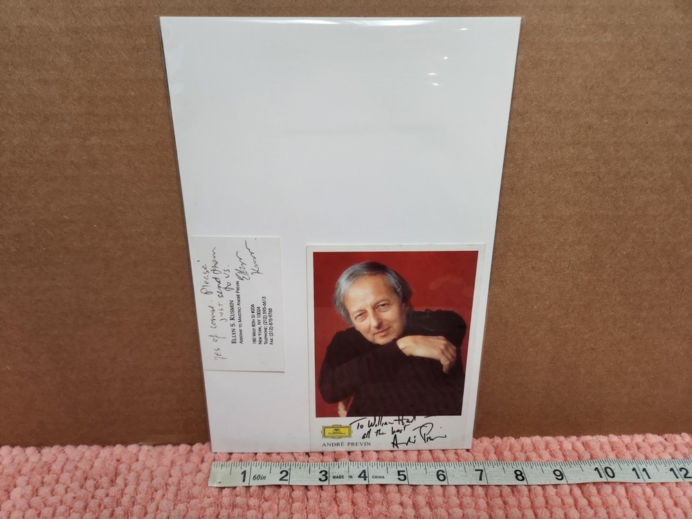 André Previn AUTOGRAPH Hand SIGNED Discography Card Conductor & Composer
