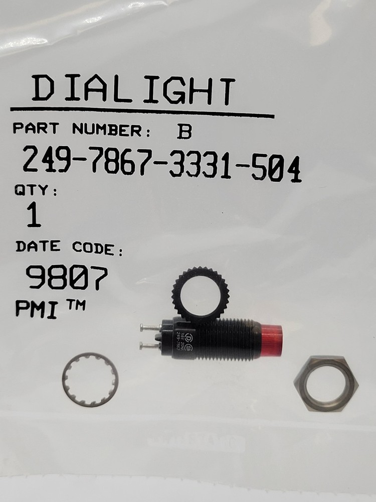 PMI Dial Light 249-7867-3331-504 Panel Mount Indicator Red LED 0.375"