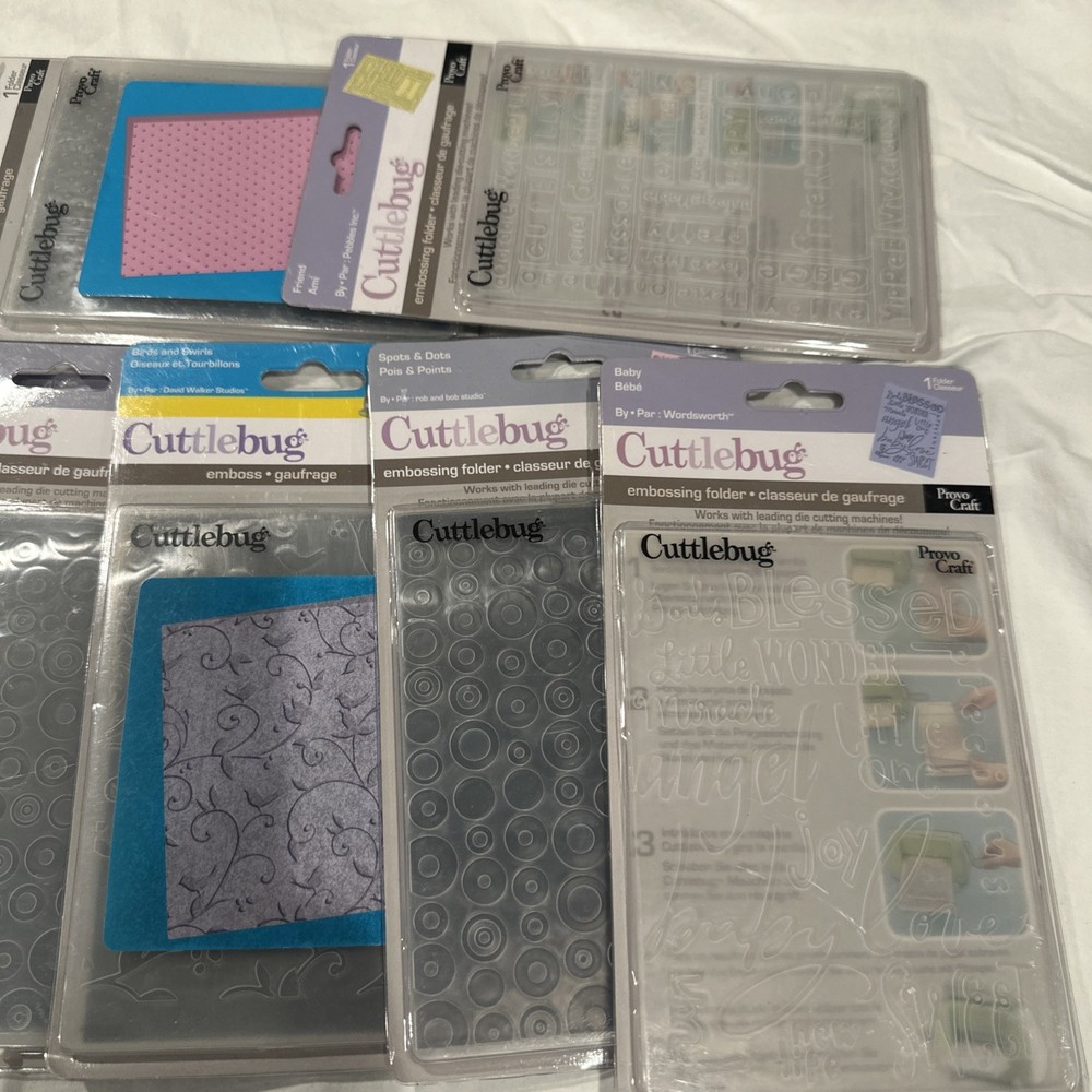 NIP Lot 9 Provo Craft Cuttlebug Embossing Folder Birthday Holiday